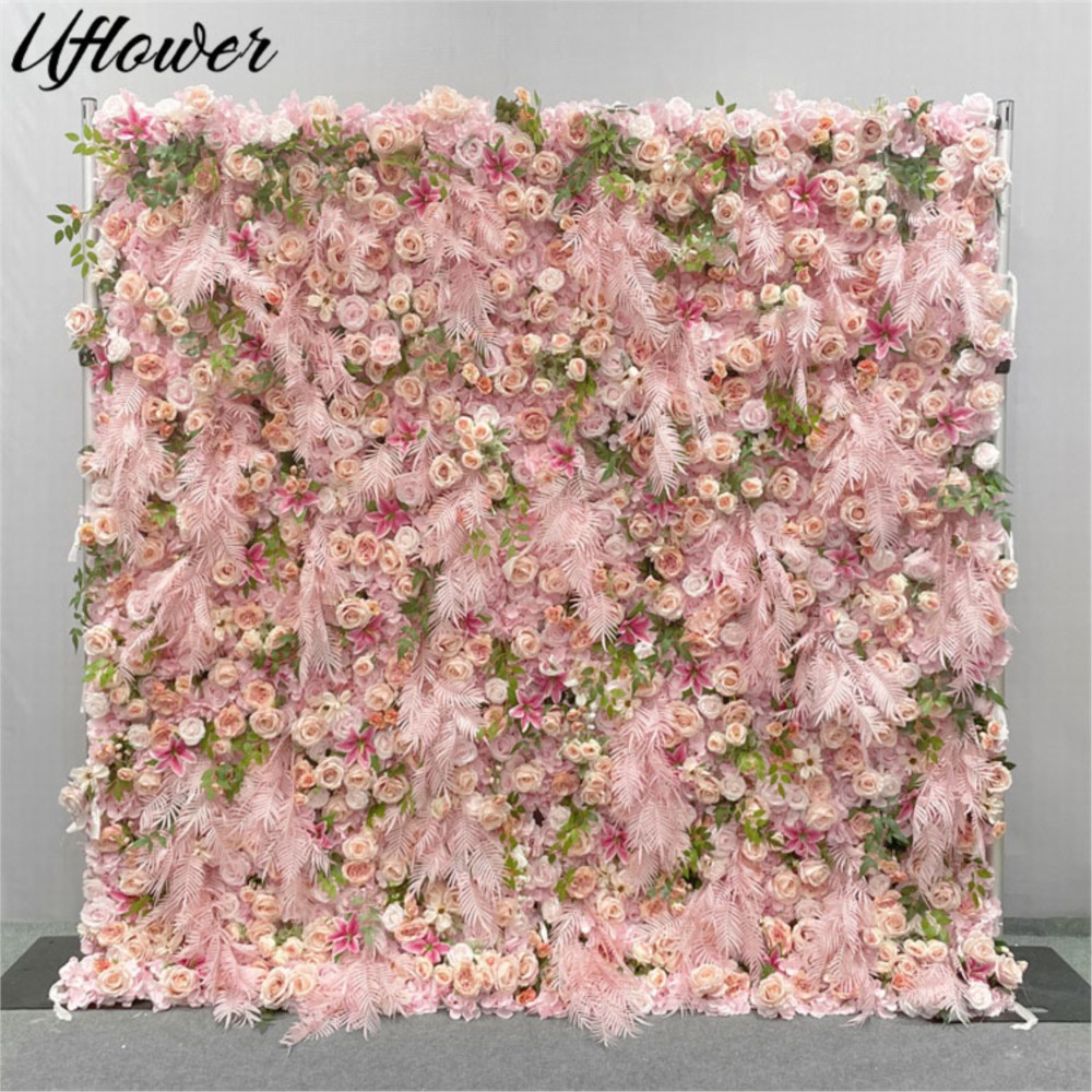 Flower Wall Panel - Uflower 5D الوردي روز القماش زهرة