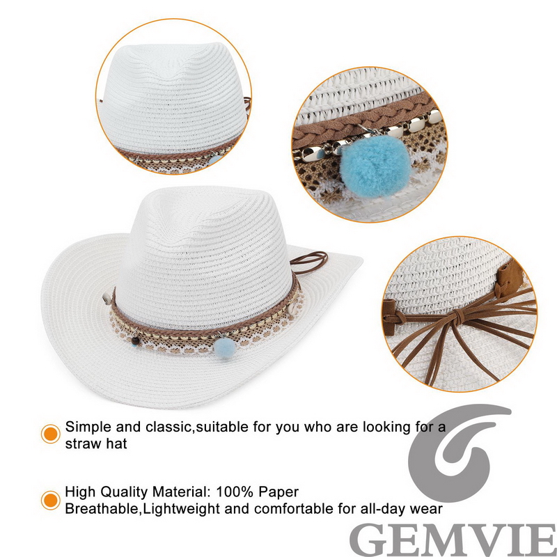 قبعة قش كاوبوي ريترو من GEMVIE - مراجعة Paper Straw Color وسعره