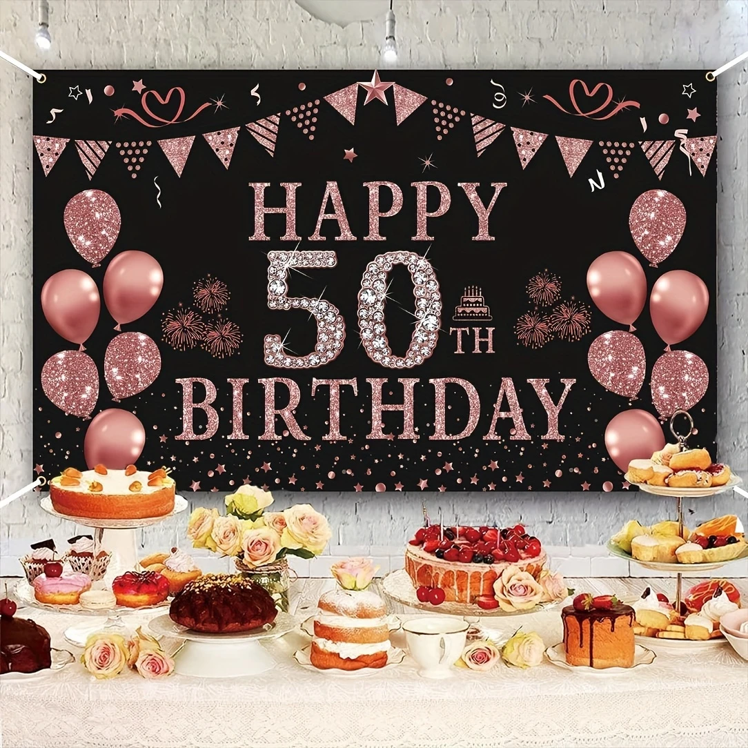 ديكور خلفية ذهبي وردي للإناث ، - مراجعة Party Banner Gold وسعره