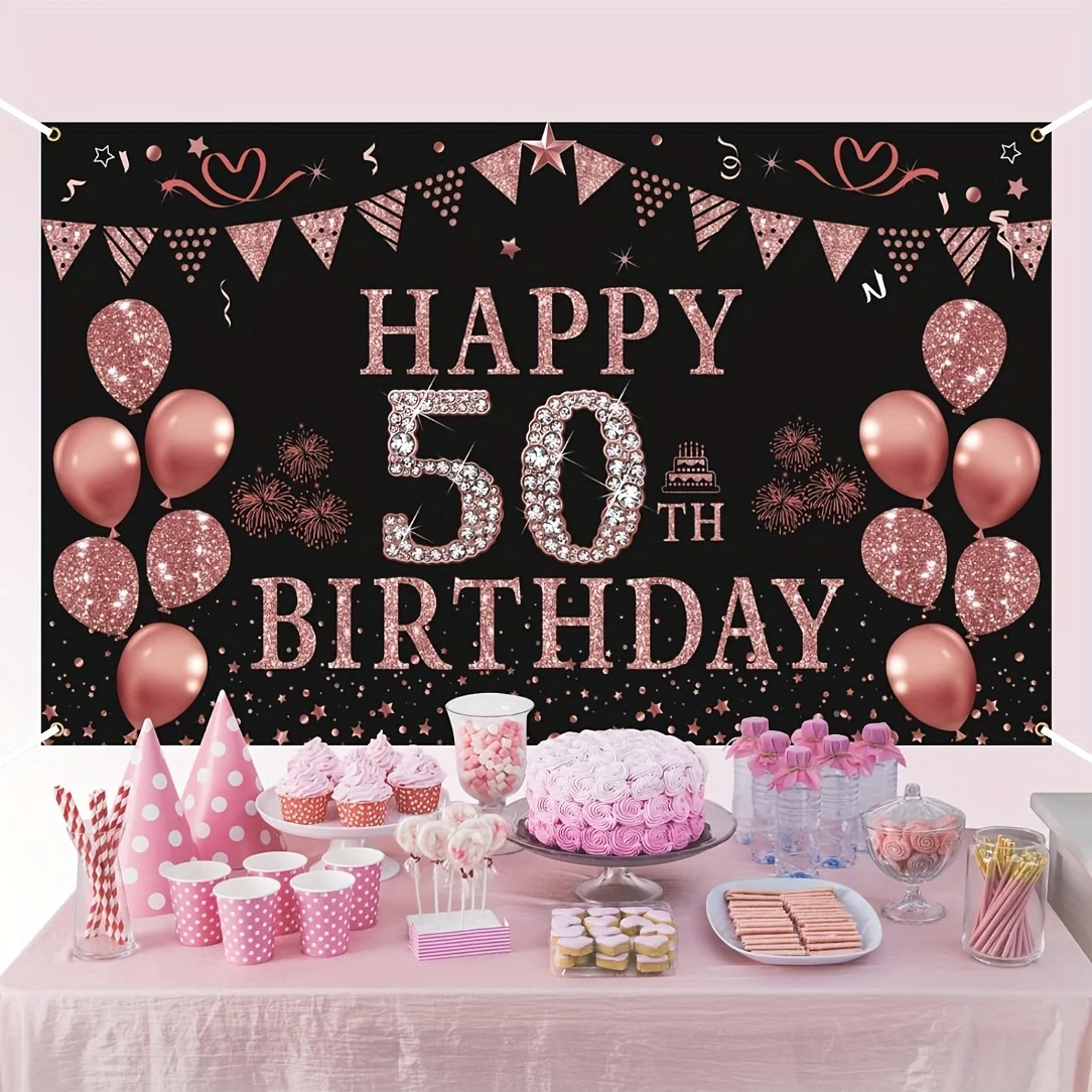 ديكور خلفية ذهبي وردي للإناث ، - مراجعة Party Banner Gold وسعره